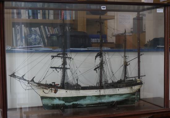 A well detailed 19th century model of a trading schooner, length 47in. height 32in. D.18in.